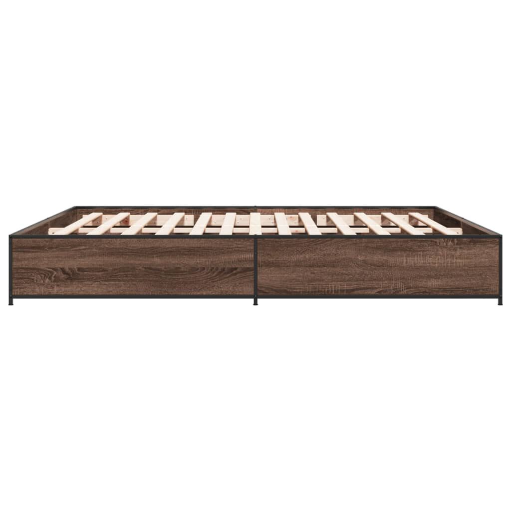 vidaXL Πλαίσιο Κρεβατιού Καφέ Δρυς 180x200 εκ. Επεξ. Ξύλο & Μέταλλο