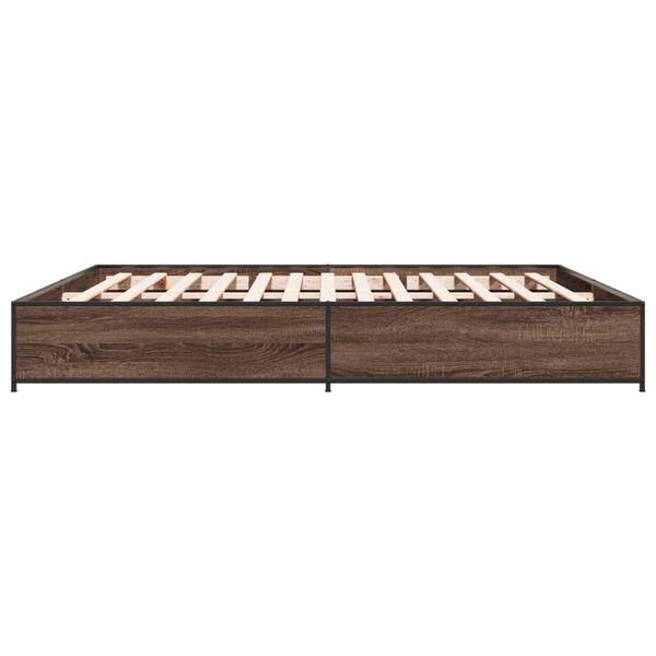 vidaXL Πλαίσιο Κρεβατιού Καφέ Δρυς 180x200 εκ. Επεξ. Ξύλο & Μέταλλο