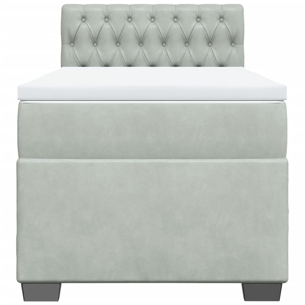 vidaXL Κρεβάτι Boxspring με Στρώμα Ανοιχτό Γκρι 100x200 εκ. Βελούδινο