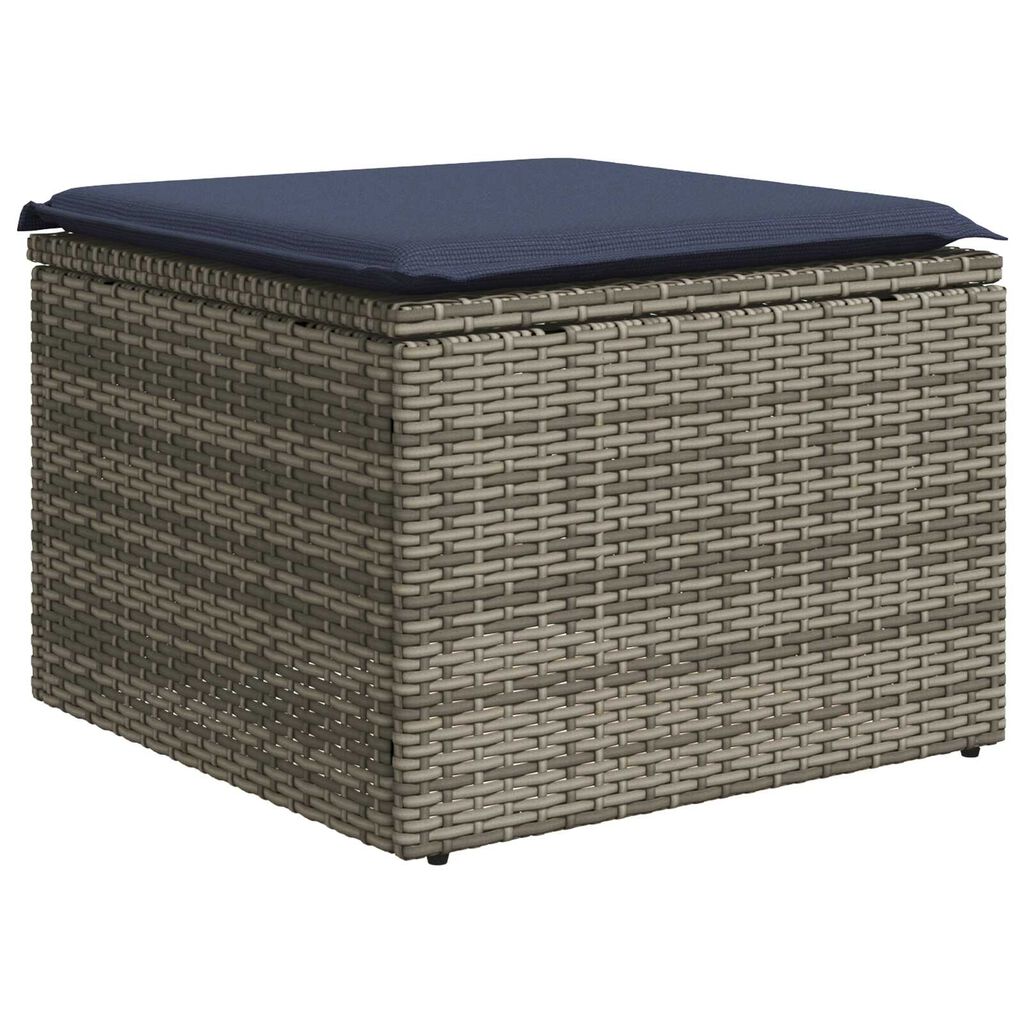 vidaXL Σκαμπό Κήπου με Μαξιλάρι Γκρι 55x55x37 εκ. Συνθετικό Ρατάν