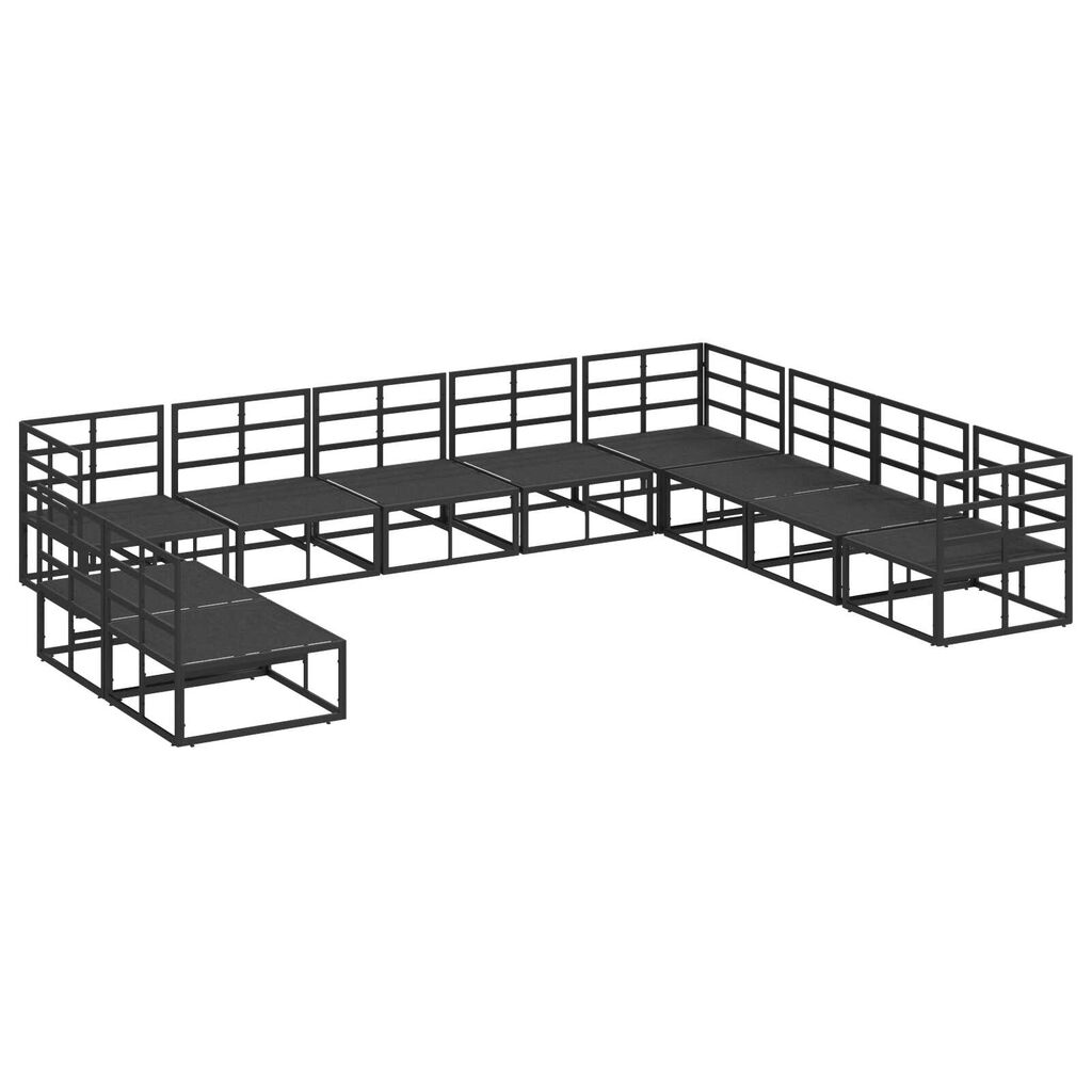 vidaXL Σετ Καναπέ Κήπου 10 pcs Μαύρο 353 x 283 x 71 εκ. Αλουμίνιο