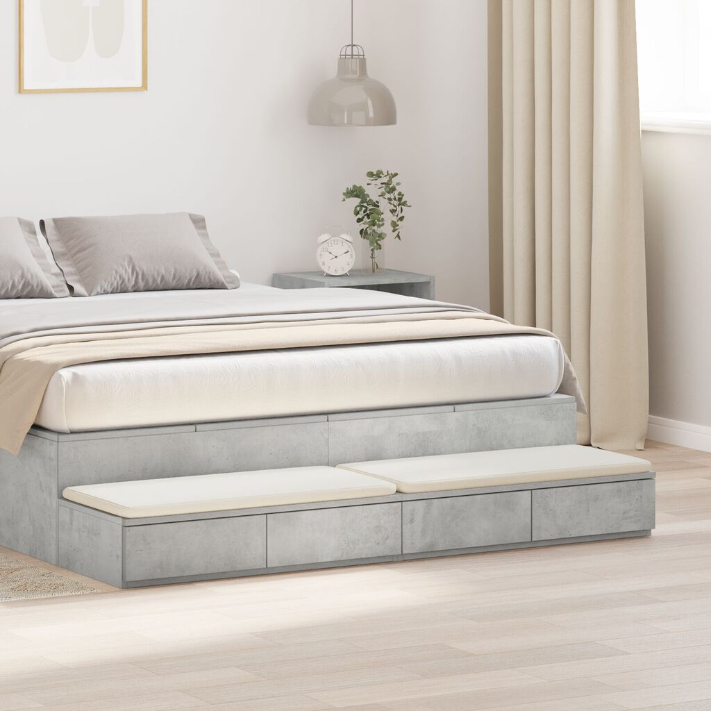 vidaXL Συρτάρια κρεβατιού Γκρι σκυροδέματος 140 x 36.5 x 16.5 εκ