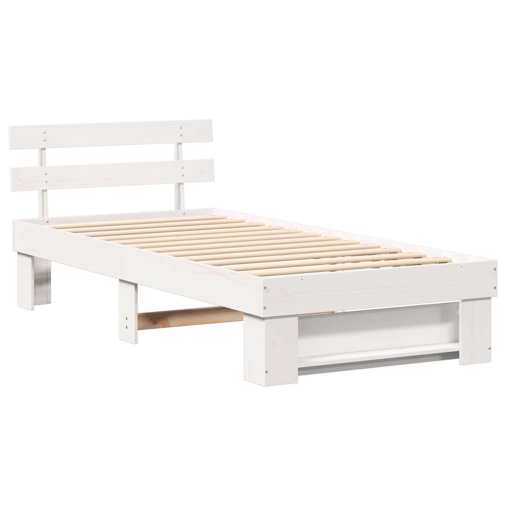 vidaXL Σκελετός Κρεβατιού Λευκό 90 x 190 cm Συμπαγές ξύλο πεύκου