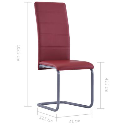 vidaXL Καρέκλες Τραπεζαρίας «Πρόβολος» 2 τεμ. Κόκκινες Συνθετικό Δέρμα