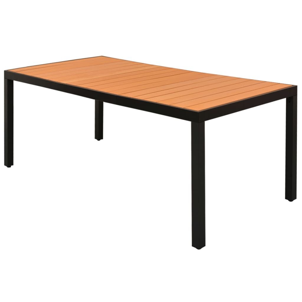 vidaXL Τραπέζι Κήπου Καφέ 185 x 90 x 74 εκ. από Αλουμίνιο / WPC