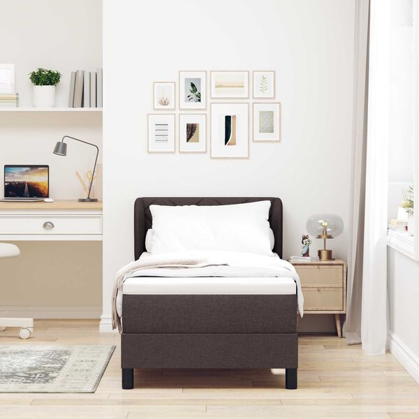 vidaXL Κρεβάτι box spring με στρώμα με στρώμα Σκούρο καφέ Σκούρο καφέ