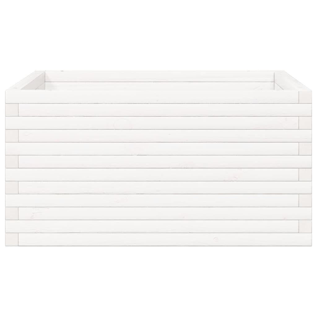 vidaXL Ζαρντινιέρα Κήπου Λευκή 90x90x46 εκ. από Μασίφ Ξύλο Πεύκου