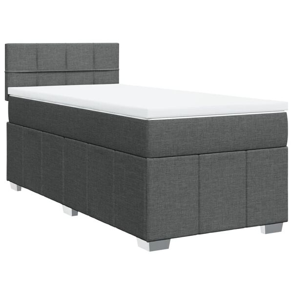 vidaXL Κρεβάτι Boxspring με Στρώμα Σκούρο Γκρι 90x190 εκ. Υφασμάτινο