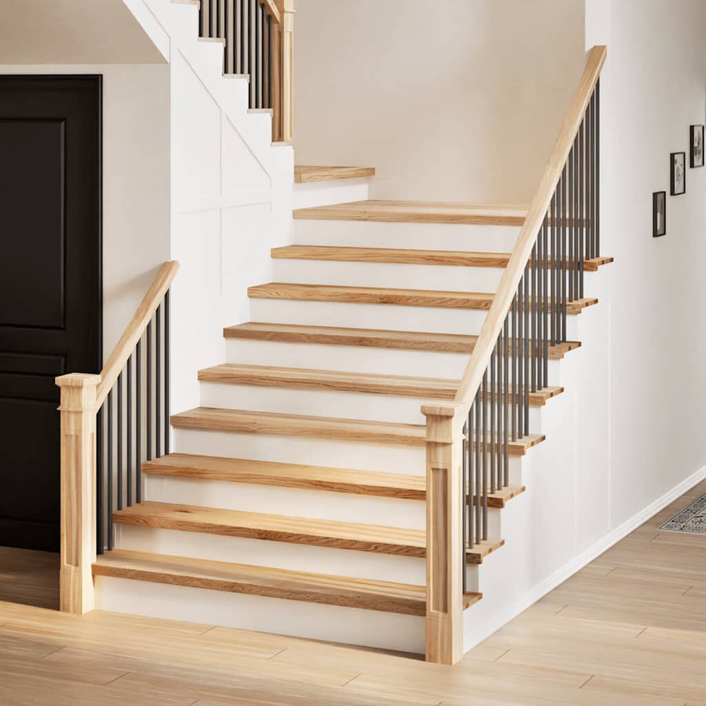 vidaXL Πατάκια Σκάλας 2 τεμ. 110x25x2 εκ. Ακατέργαστο Μασίφ Ξύλο Δρυός