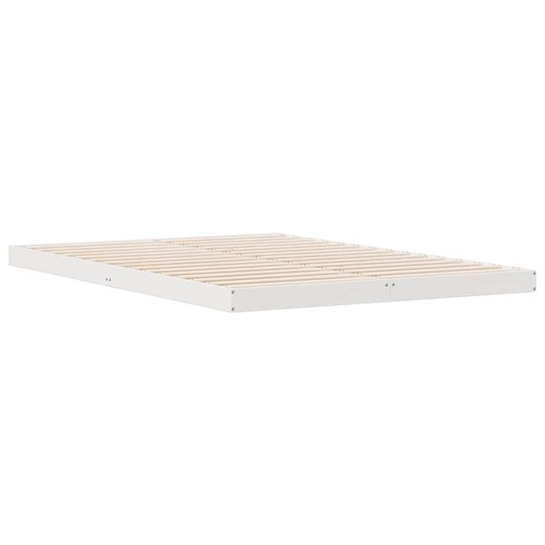 vidaXL Κρεβάτι δαπέδου Λευκό 140 x 210 cm Μασίφ ξύλο πεύκου