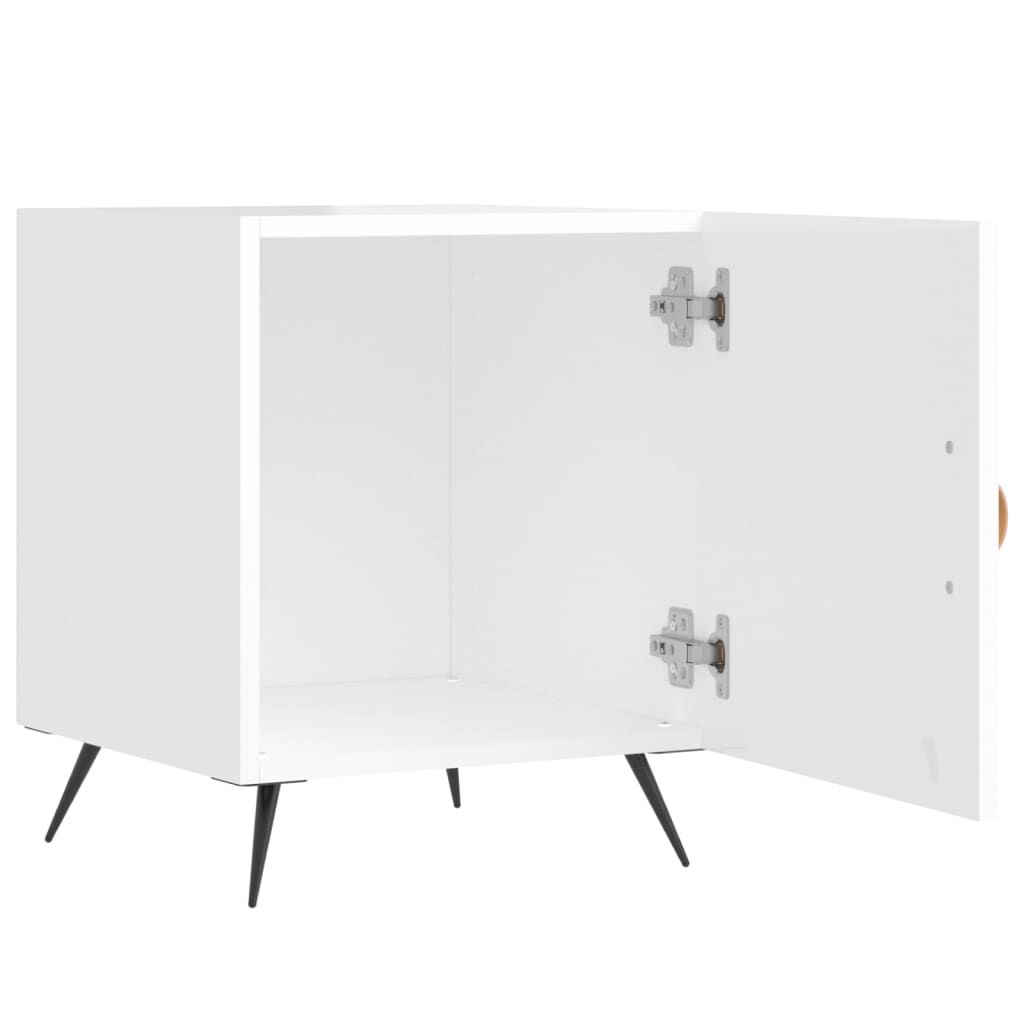 vidaXL Κομοδίνα 2 τεμ. Γυαλ. Λευκό 40 x 40 x 50 εκ. από Επεξεργ. Ξύλο