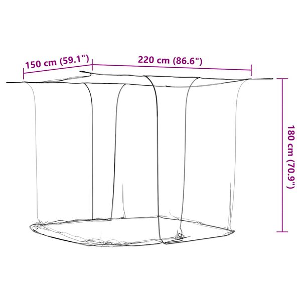 vidaXL Κουνουπιέρα Κρεμαστή 156 220x150x180 εκ. από Δίχτυ