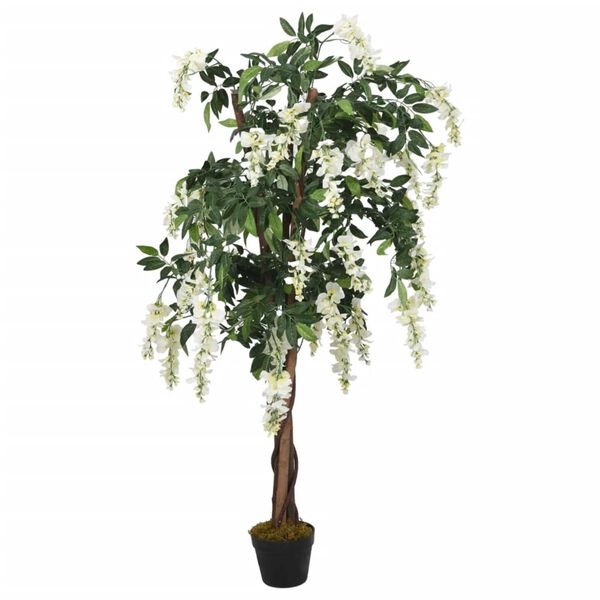 vidaXL Γλισίνια Τεχνητή 1260 Φύλλα Πράσινο / Λευκό 180 εκ.