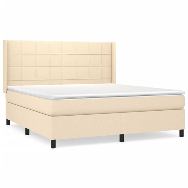 vidaXL &Kappa;&rho;&epsilon;&beta;ά&tau;&iota; Boxspring &mu;&epsilon; &Sigma;&tau;&rho;ώ&mu;&alpha; &Kappa;&rho;&epsilon;&mu; 180x200 &epsilon;&kappa;. &Upsilon;&phi;&alpha;&sigma;&mu;ά&tau;&iota;&nu;&omicron;