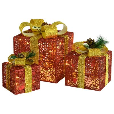 vidaXL Κουτιά Δώρων Χριστουγεννιάτικα Εξωτερικού Χώρου 3 Τεμ. Κόκκινα