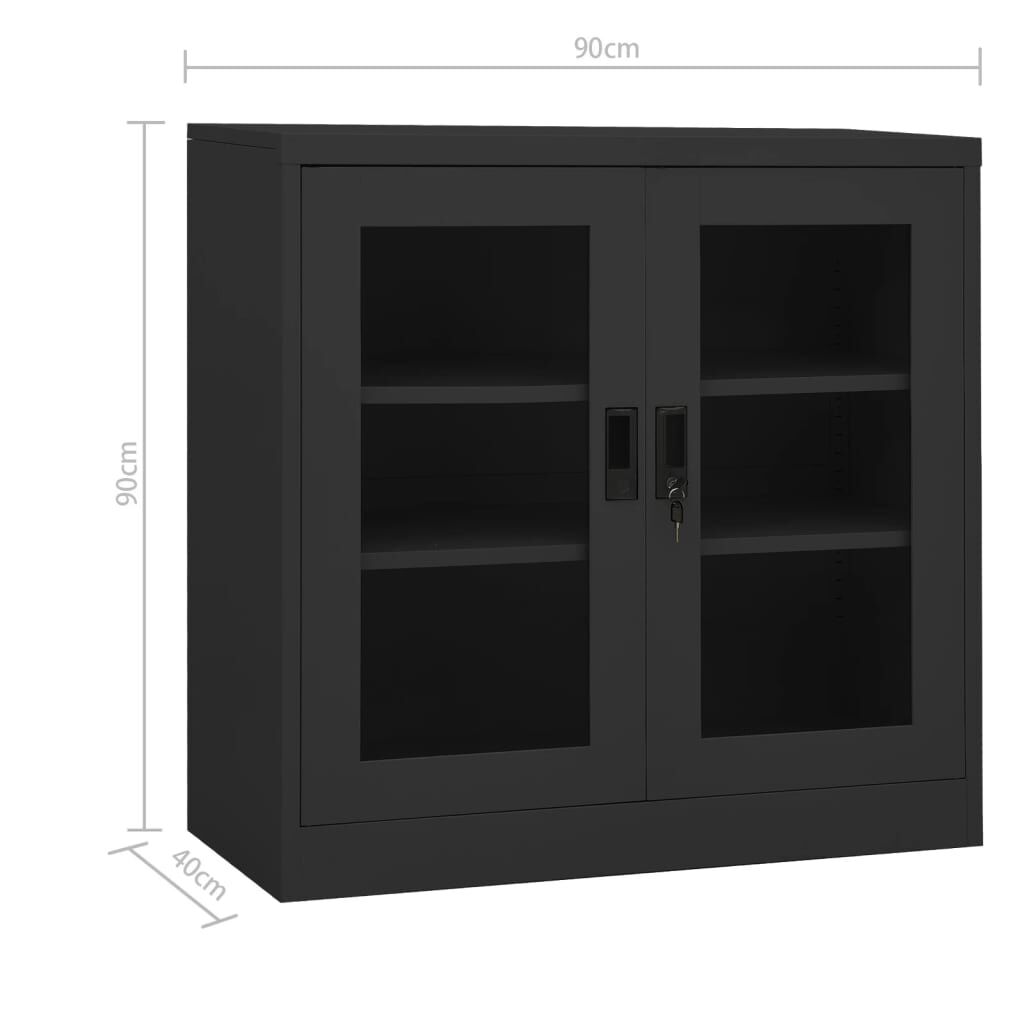 vidaXL Ντουλάπα Γραφείου με Γλάστρα Ανθρακί 90x40x113 εκ. Ατσάλινη