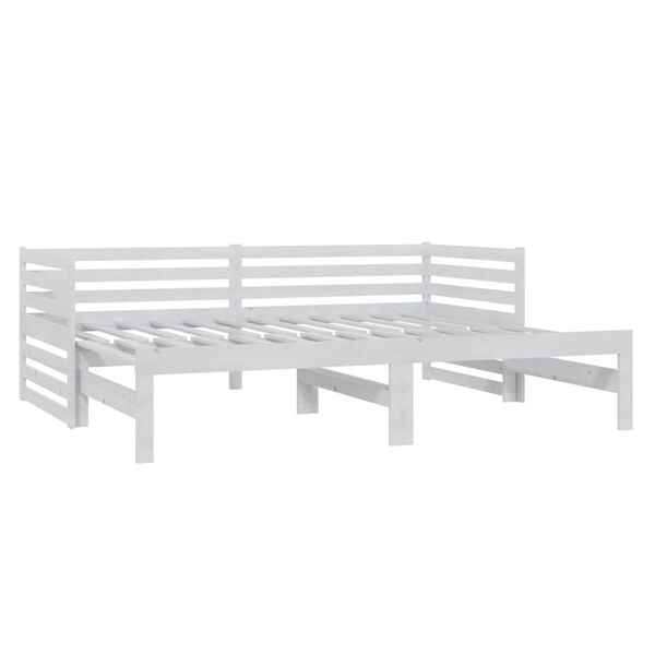 vidaXL Καναπές Κρεβάτι Λευκός 2 x (90 x 200) εκ. από Μασίφ Ξύλο Πεύκου