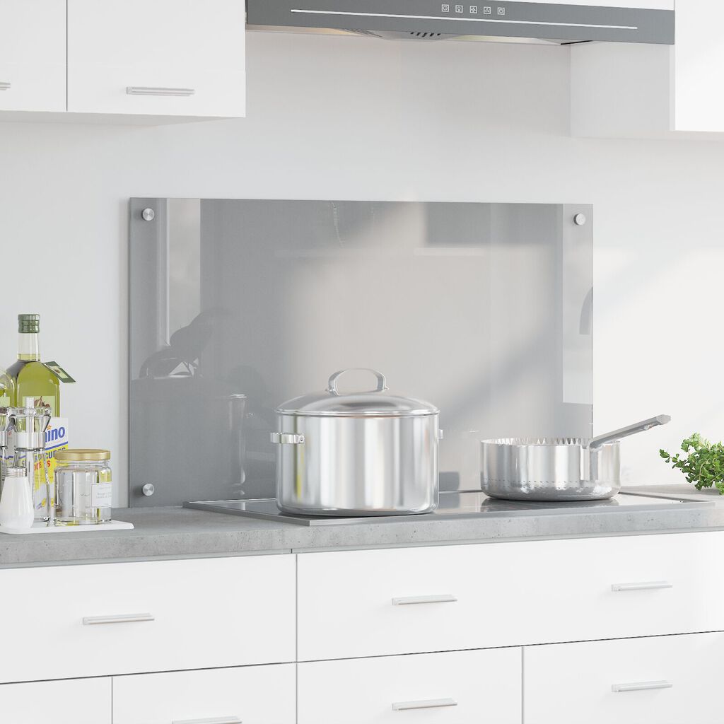 vidaXL Φωτιστικό Πίσω Κουζίνας Ανοιχτό Γκρι 90x50x0.6 εκ Σκληρυμένο Γυαλί