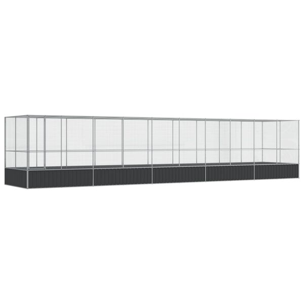 vidaXL Κλουβί με Επέκταση Ασημένιο 1039x207x212 εκ. Ατσάλινο