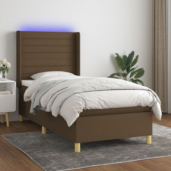 vidaXL &Kappa;&rho;&epsilon;&beta;ά&tau;&iota; Boxspring &mu;&epsilon; &Sigma;&tau;&rho;ώ&mu;&alpha; & LED &Sigma;&kappa;.&Kappa;&alpha;&phi;έ 90x190 &epsilon;&kappa;. &Upsilon;&phi;&alpha;&sigma;&mu;ά&tau;&iota;&nu;&omicron;