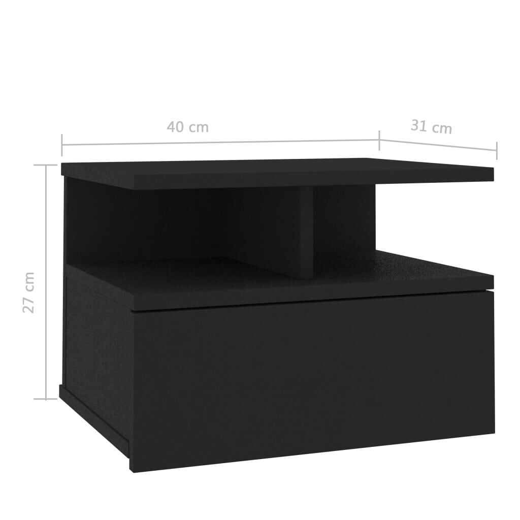 vidaXL Κομοδίνα Κρεμαστά 2 τεμ. Μαύρα 40 x 31 x 27 εκ. από Επεξ. Ξύλο