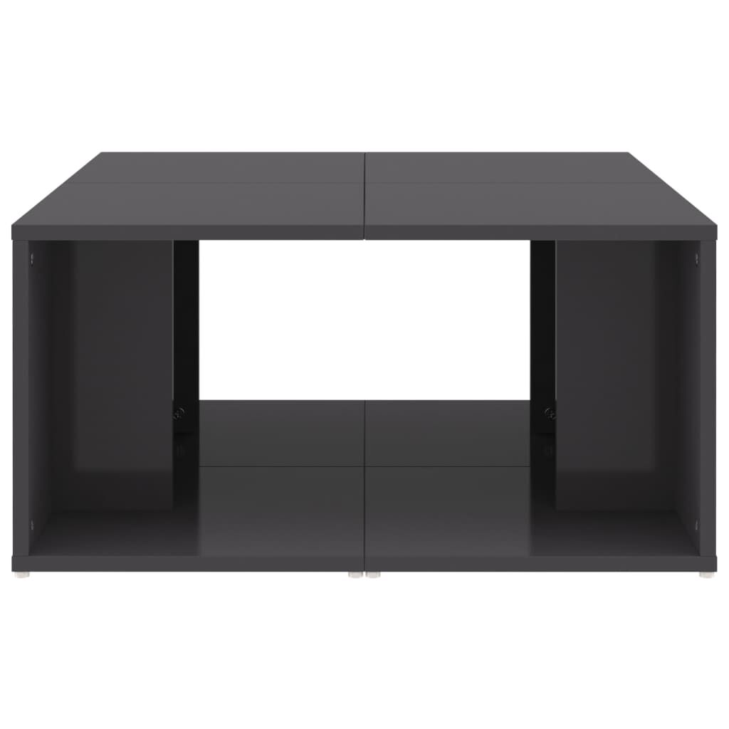 vidaXL Τραπεζάκια Σαλονιού 4 τεμ. Γυαλ. Γκρι 33x33x33 εκ. Επεξ. Ξύλο