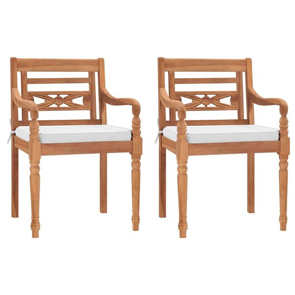 vidaXL Καρέκλες Batavia 2 τεμ. από Μασίφ Ξύλο Teak με Μαξιλάρια