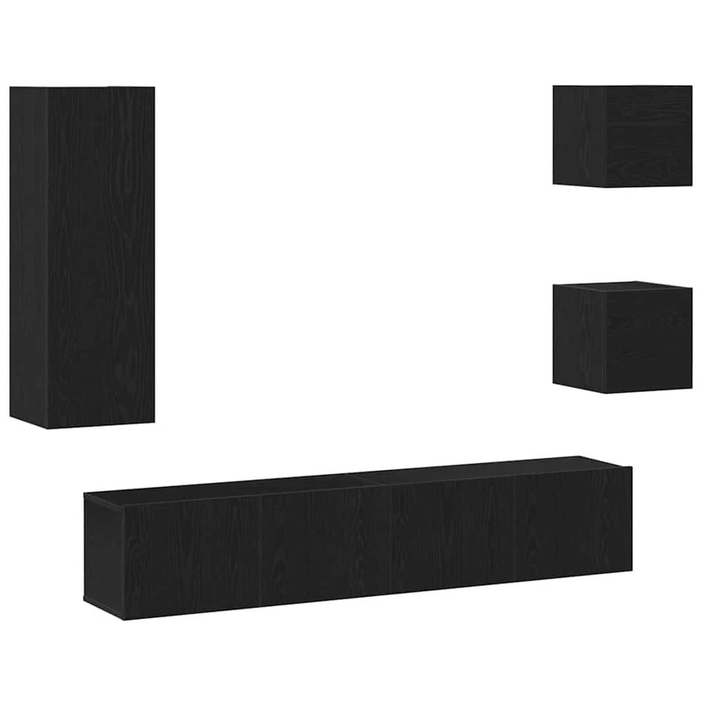 vidaXL Σετ επίπλου τηλεόρασης 5 pcs Μαύρη δρυς Επεξεργασμένο ξύλο