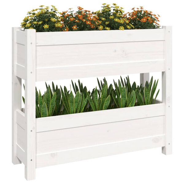 vidaXL Ζαρντινιέρα Λευκή 77 x 25 x 66 εκ. από Μασίφ Ξύλο Πεύκου