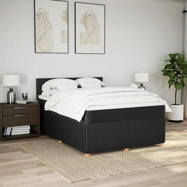 vidaXL &Kappa;&rho;&epsilon;&beta;ά&tau;&iota; Boxspring &mu;&epsilon; &Sigma;&tau;&rho;ώ&mu;&alpha; &Mu;&alpha;ύ&rho;&omicron; 140x200 &epsilon;&kappa;. &Upsilon;&phi;&alpha;&sigma;&mu;ά&tau;&iota;&nu;&omicron;