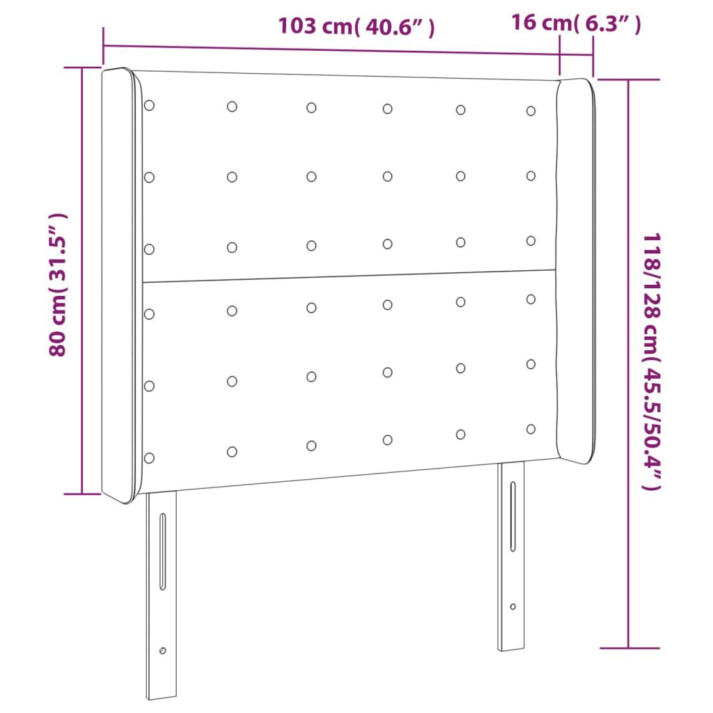 vidaXL Κεφαλάρι Κρεβατιού LED Ροζ 103x16x118/128 εκ.Βελούδινο