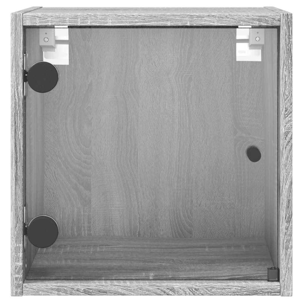 vidaXL Κομοδίνο Γκρι Sonoma 35x37x35 εκ. με Γυάλινη Πόρτα