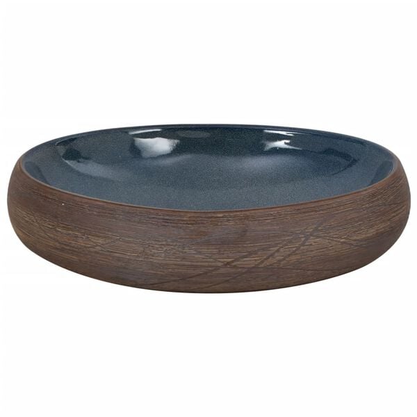vidaXL Νιπτήρας Οβάλ Καφέ και Μπλε 59 x 40 x 15 εκ. Κεραμικός