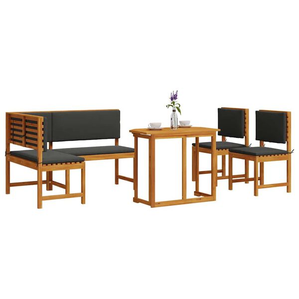 vidaXL Σετ Παγκάκι Κήπου 4 pcs Καφέ Μασίφ ξύλο ακακίας