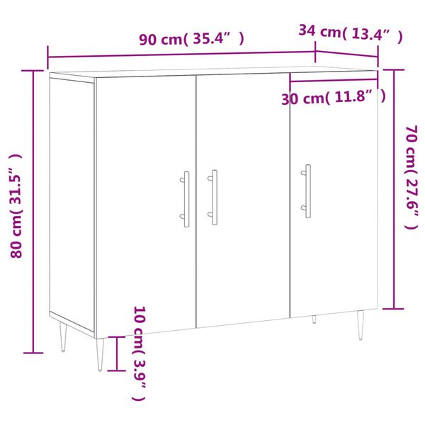 vidaXL Ντουλάπι Μαύρο 90 x 34 x 80 εκ. από Επεξεργασμένο Ξύλο
