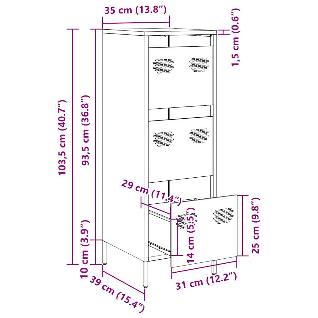 vidaXL Ραφιέρα Πράσινο Λαδί 39x35x103,5 εκ. από Ατσάλι
