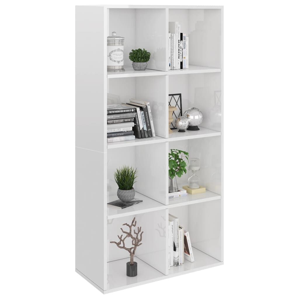 vidaXL Ραφιέρα/Βιβλιοθήκη Γυαλιστερό Λευκό 66x30x130 εκ. Επεξ. Ξύλο