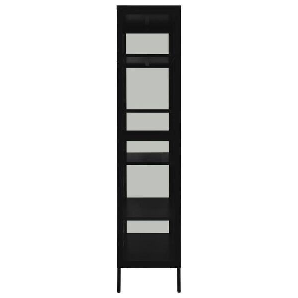 vidaXL Ντουλάπα Βιτρίνας Μαύρη 90 x 40 x 180 εκ. Ατσάλι / Ψημένο Γυαλί