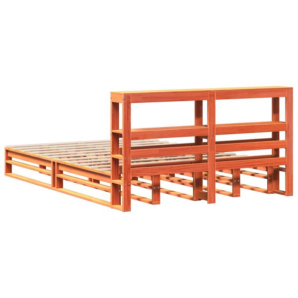 vidaXL Σκελετός Κρεβατιού Χωρίς Στρώμα Καφέ 140x200 Μασίφ Ξύλο Πεύκου