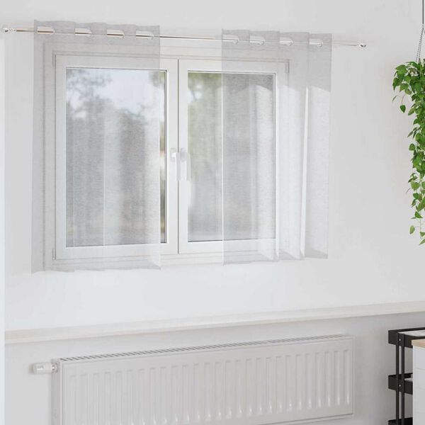 vidaXL Κουρτίνες με κουρτίνες 2 pcs Ανοιχτό γκρι Πολυεστέρας