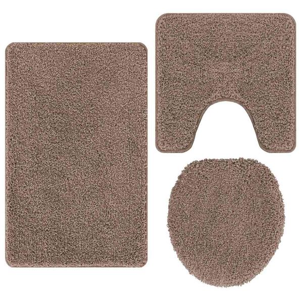 vidaXL Πατάκι μπάνιου 3 pcs Καφέ 50 x 50 cm Πολυπροπυλένιο