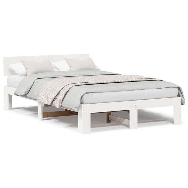 vidaXL Σκελετός Κρεβατιού Λευκό 120 x 200 cm Μασίφ ξύλο πεύκου