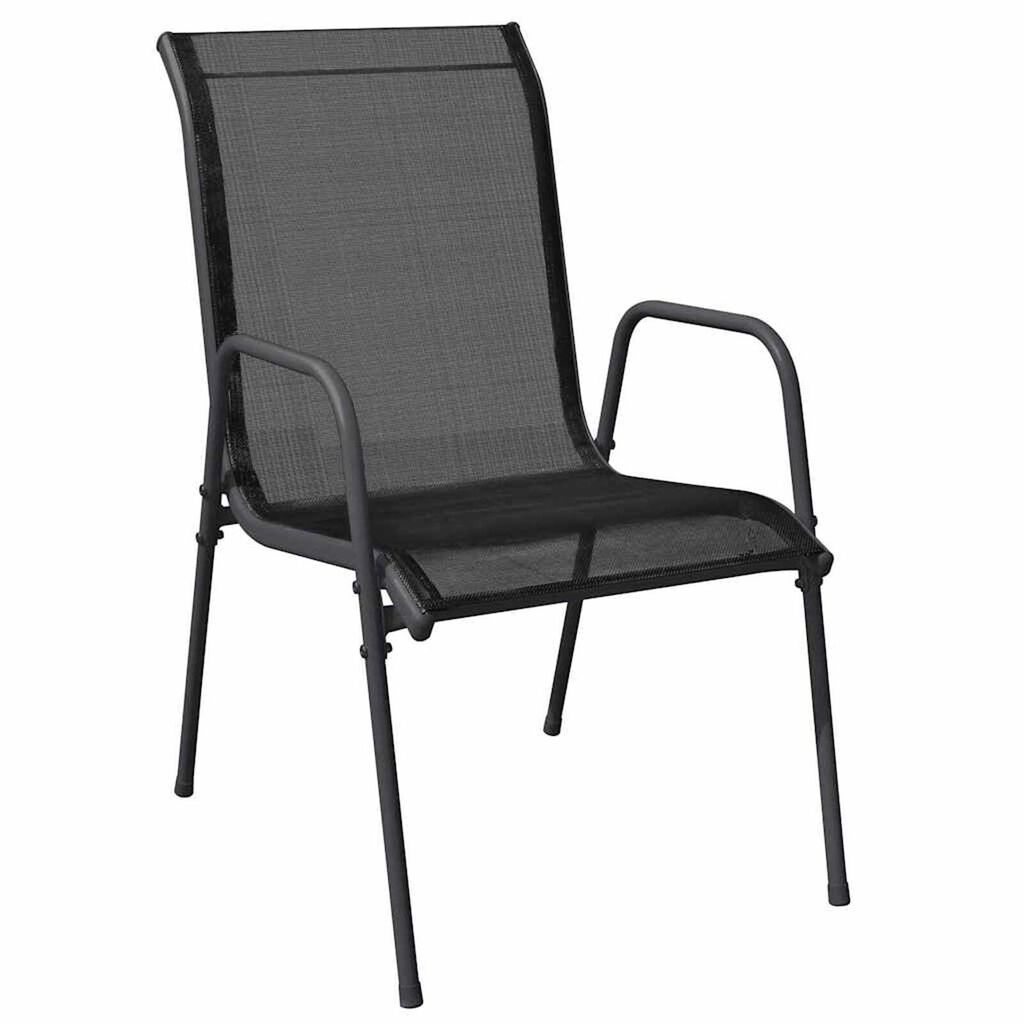 vidaXL Σέτ φαγητού για κήπο 7 pcs Μαύρο Textilene και ατσάλι