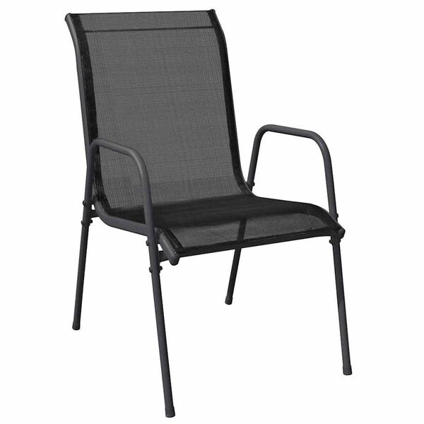 vidaXL Σέτ φαγητού για κήπο 7 pcs Μαύρο Textilene και ατσάλι