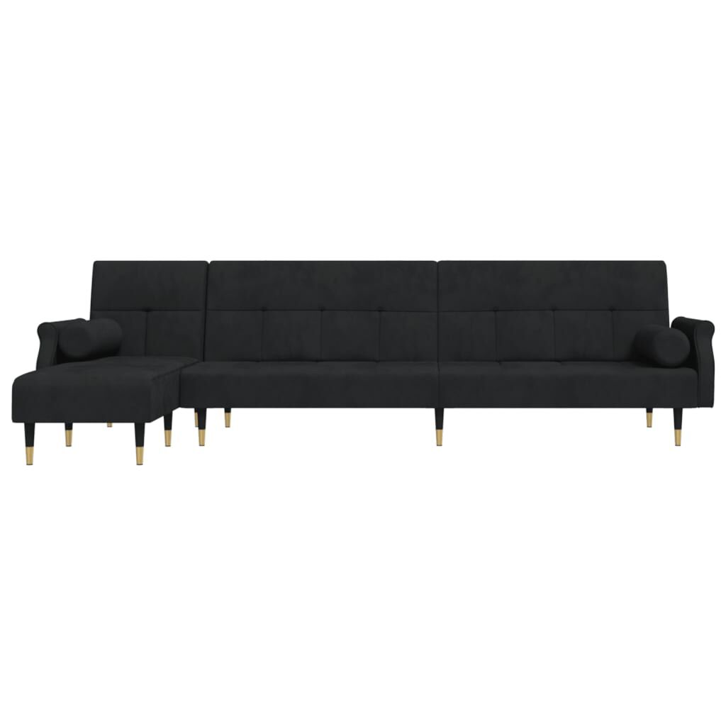vidaXL Καναπές Κρεβάτι Γωνιακός Μαύρος 271 x 140 x 70 εκ. Βελούδινος