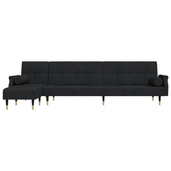 vidaXL Καναπές Κρεβάτι Γωνιακός Μαύρος 271 x 140 x 70 εκ. Βελούδινος