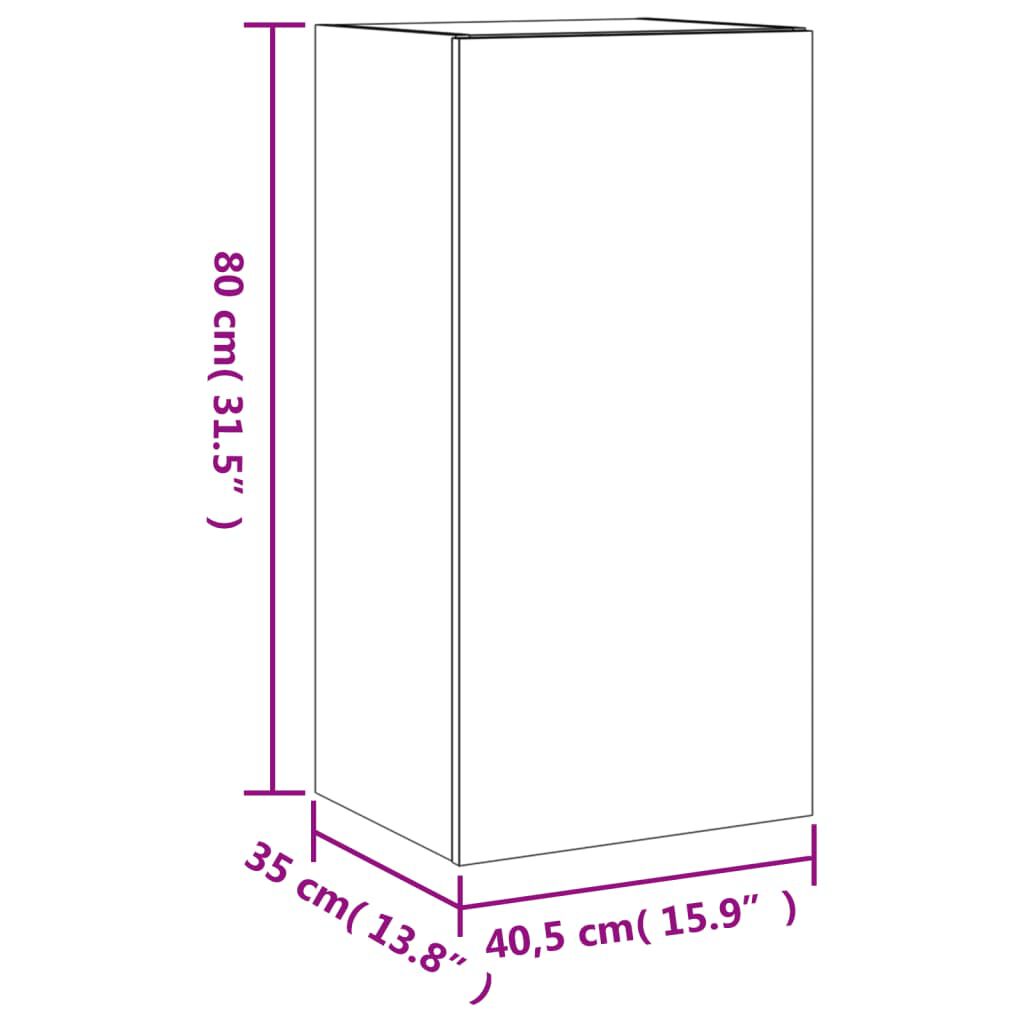 vidaXL Έπιπλο Τοίχου Τηλεόρασης με LED Καφέ Δρυς 40,5x35x80 εκ.