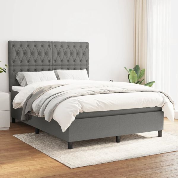 vidaXL &Kappa;&rho;&epsilon;&beta;ά&tau;&iota; Boxspring &mu;&epsilon; &Sigma;&tau;&rho;ώ&mu;&alpha; &Sigma;&kappa;&omicron;ύ&rho;&omicron; &Gamma;&kappa;&rho;&iota; 140x190 &epsilon;&kappa;. &Upsilon;&phi;&alpha;&sigma;&mu;ά&tau;&iota;&nu;&omicron;