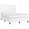 vidaXL Κρεβάτι Boxspring με Στρώμα & LED Λευκό 140x200 εκ. Συνθ. Δέρμα