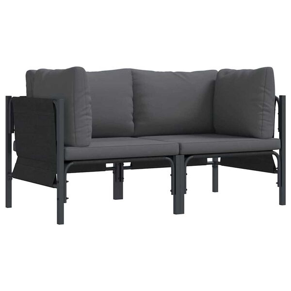 vidaXL Εξωτερικά Έπιπλα με μαξιλάρι με μαξιλάρι 2 pcs Ανθρακί Ατσάλι